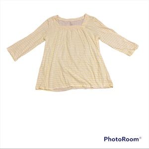 GAP yellow and white striped square neck top